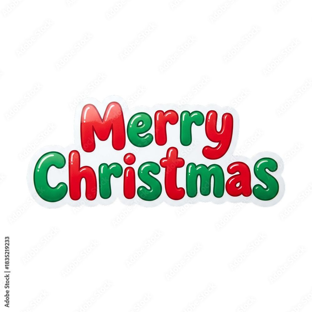 Fototapeta premium Merry Christmas Glossy Bubble Text Sticker