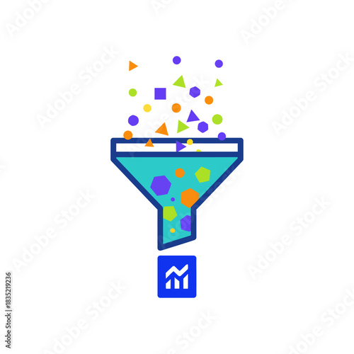 Data funnel analysis showing marketing insights ideal for business strategy presentations demonstrating targeted marketing and data-driven decision-making.