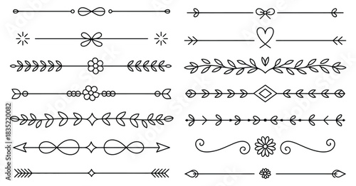 Decorative Line Dividers, a versatile set of ornamental vector lines including intricate flourishes, stylish separators, and elegant motifs for professional design, wedding, and editorial layouts