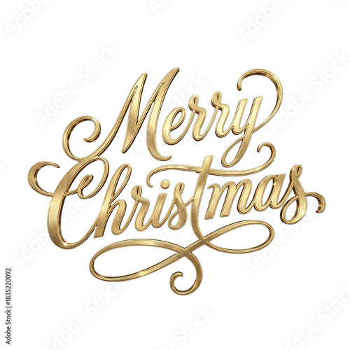 Elegant gold Merry Christmas cursive typography illustration