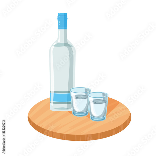 Vodka. Flat vector clipart illustration with isolated background.