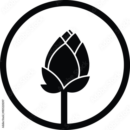 Illustration artichoke vegetable in circular frame simple silhouette vector