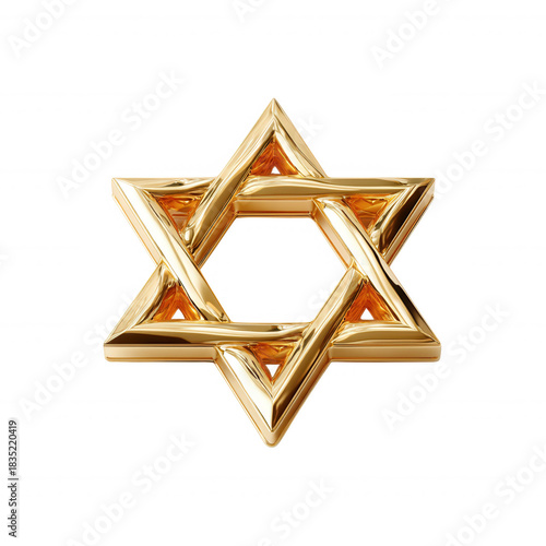 3d icon Golden star of david symbol of judaism faith and spirituality background against transparent