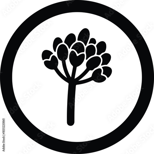 Illustration Cauliflower vegetable silhouette inside round frame silhouette vector