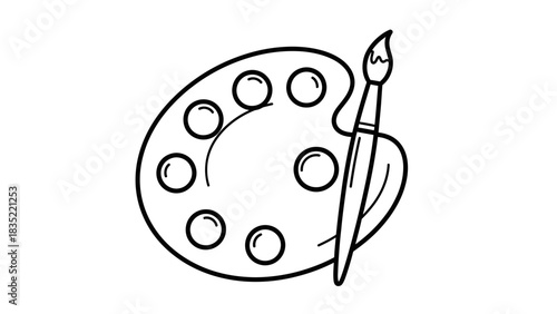 Artist Palette Icon – Paintbrush and Color Palette Illustration for Art and Creativity