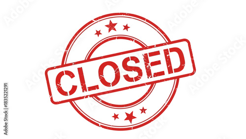 Closed Stamp Icon – Red Business Closure Seal Sign for Notices and Labels