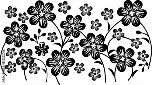  Black and White Floral Pattern Background Decorative Vector Illustration