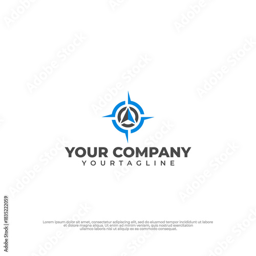 Clean navigation logo combining a modern compass and location pin for travel identity.