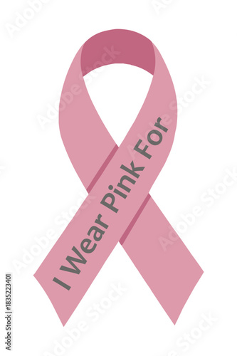 Pink Ribbon Breast Cancer Awareness Symbol With I Wear Pink For Text