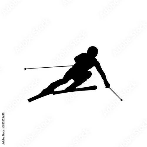 Downhill skier silhouette isolated - vector illustration