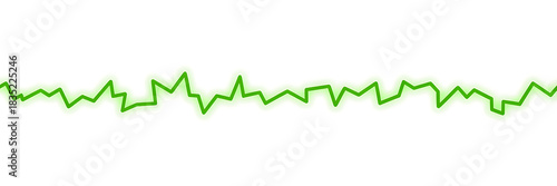 Green jagged line with glow representing a waveform or energy, isolated on white background