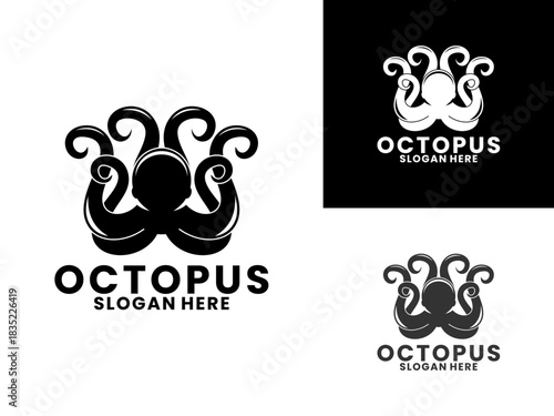 Octopus silhouette logo design vector template