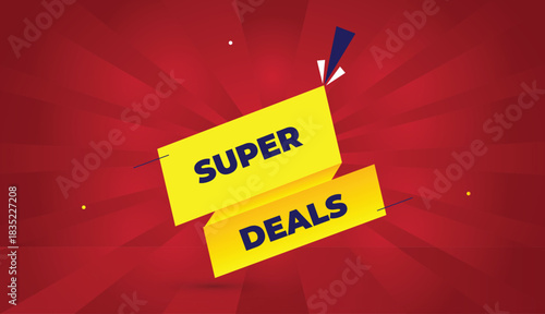 super deals editable eps format web banner vector art illustration template design yellow orange gradient shapes deep blue bold font red gradient abstract illustration sun shine background 4k business