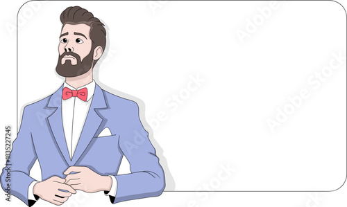 Elegant Bearded Man Template with Blank Text Space
