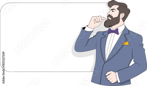 Elegant Bearded Man Template with Blank Text Space