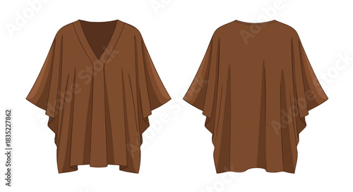Sophisticated brown kaftan dress displayed on a seamless white background fashion vector apparel design visual