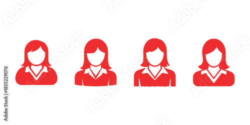 Set of businesswoman in red vector illustration