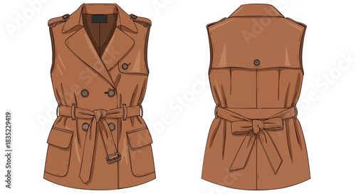 Fashionable sleeveless coat showcases the latest trends with its versatile and stylish design