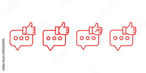 Thumbs up like icon chat speech bubble with hand concept