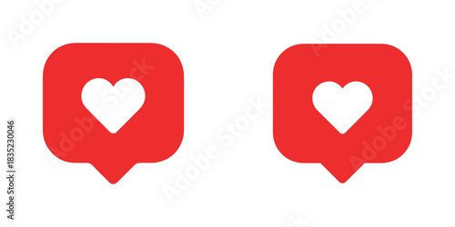 Love icon notification heart like comment bubble in red color