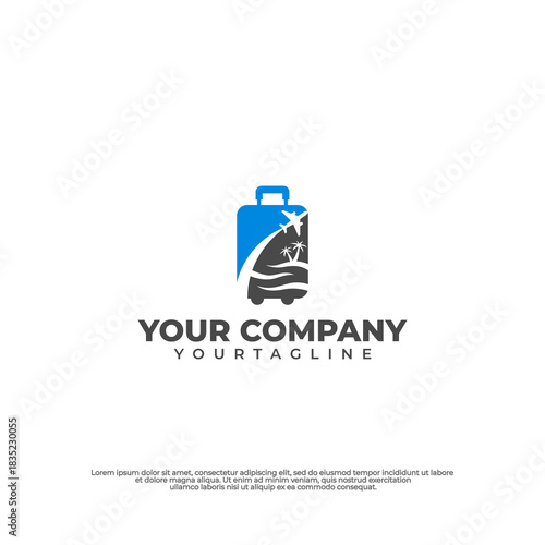 Modern travel icon with an airplane soaring over the world.