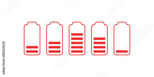 Set of battery charge level indicator vector design