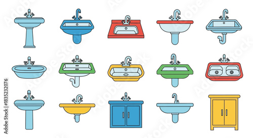 Colorful bathroom sinks and vanities in a variety of styles and designs