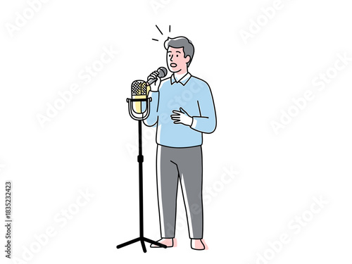 Man speaking into microphone illustration man, microphone, speaking, speech