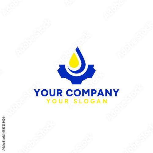 Creative emblem integrating gas energy with gear mechanics, representing innovation.