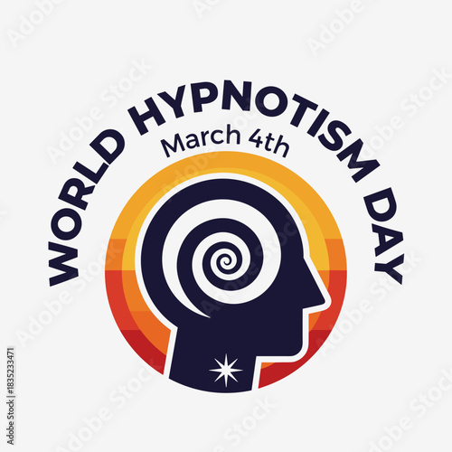 World Hypnotism Day Head Spiral Logo Illustration  
