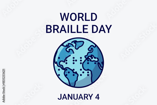 World Braille Day Globe Illustration  

