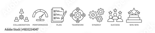 Partnership banner web icon vector illustration concept with icon of collaboration, performance, plan, teamwork, synergy, success and win-win solution