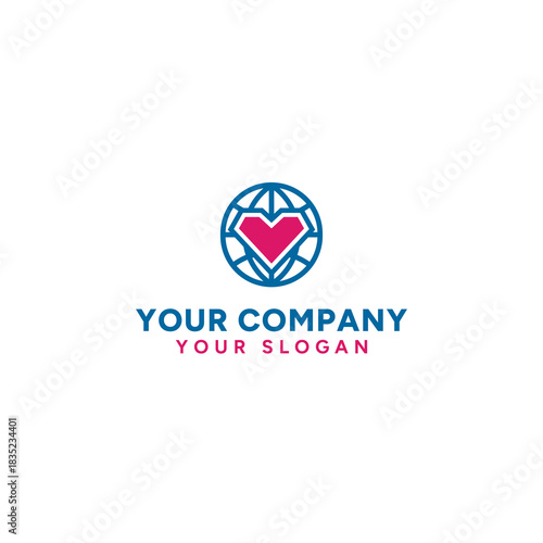 Elegant logo combining Earth and heart to represent compassion worldwide.