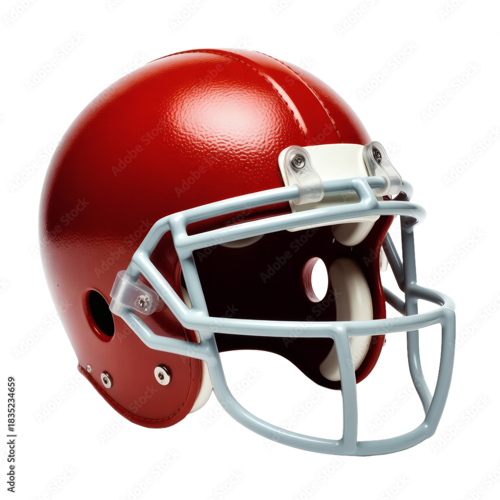 Fototapeta premium Classic red football helmet with silver face mask