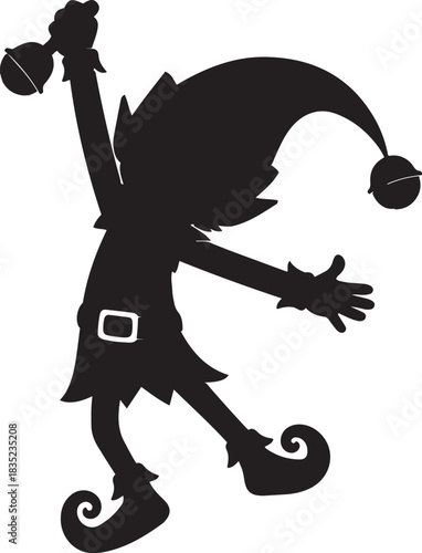 Christmas Elf Silhouette Isolated – Festive Decorative Vector Illustration