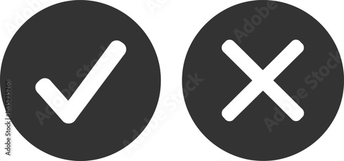 Checkmark and Cross Icons in Circles with Contrasting Color on Transparent