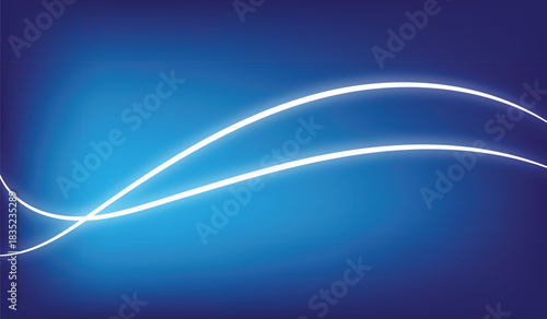 Blue and White Neon Background with Abstract Glowing Light Effects