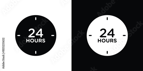 24 Hrs icons pictogram. Vector isolated shape in modern doodle style.