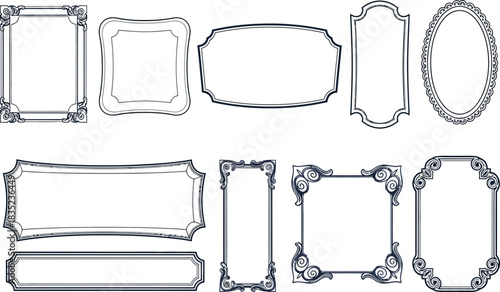 Collection of Decorative Styles on White Background, Borders with Floral Designs