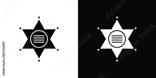 Badge Sheriff icons pictogram. Vector isolated shape in modern doodle style.