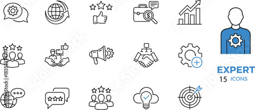 Essential Fire and Emergency Response Line Icons Set, Featuring Firefighter Equipment, Hydrants, Extinguishers, Warnings, and Natural Disaster Safety Symbols