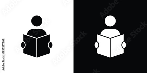 Book open reader icons pictogram. Vector isolated shape in modern doodle style.