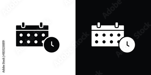 Calendar clock icons pictogram. Vector isolated shape in modern doodle style.