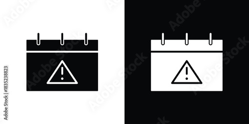 Calendar exclamation icons pictogram. Vector isolated shape in modern doodle style.