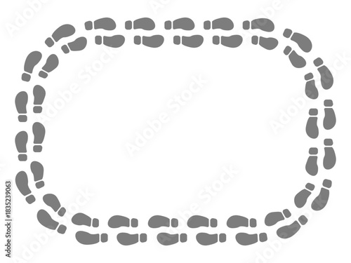 足跡の楕円フレームデザイン/Footprint Frame Oval Shape Vector