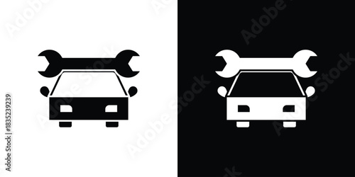 Car mechanic icons pictogram. Vector isolated shape in modern doodle style.