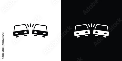 Car crash icons pictogram. Vector isolated shape in modern doodle style.