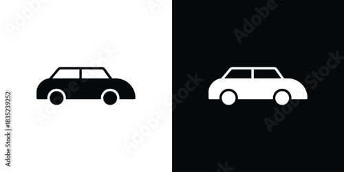 Car side view icons pictogram. Vector isolated shape in modern doodle style.