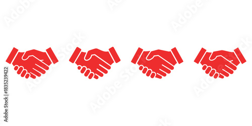 Set of mail icons in red with open envelope containing @