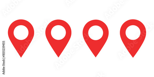 Set of light bulb icons with brain inside in red color